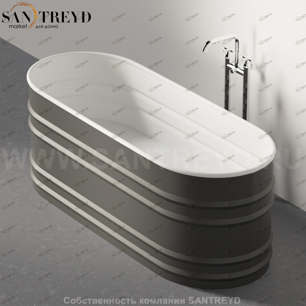 Ванна свободностоящая VIEQUES стальная графитовая Agape AVAS0911ZG