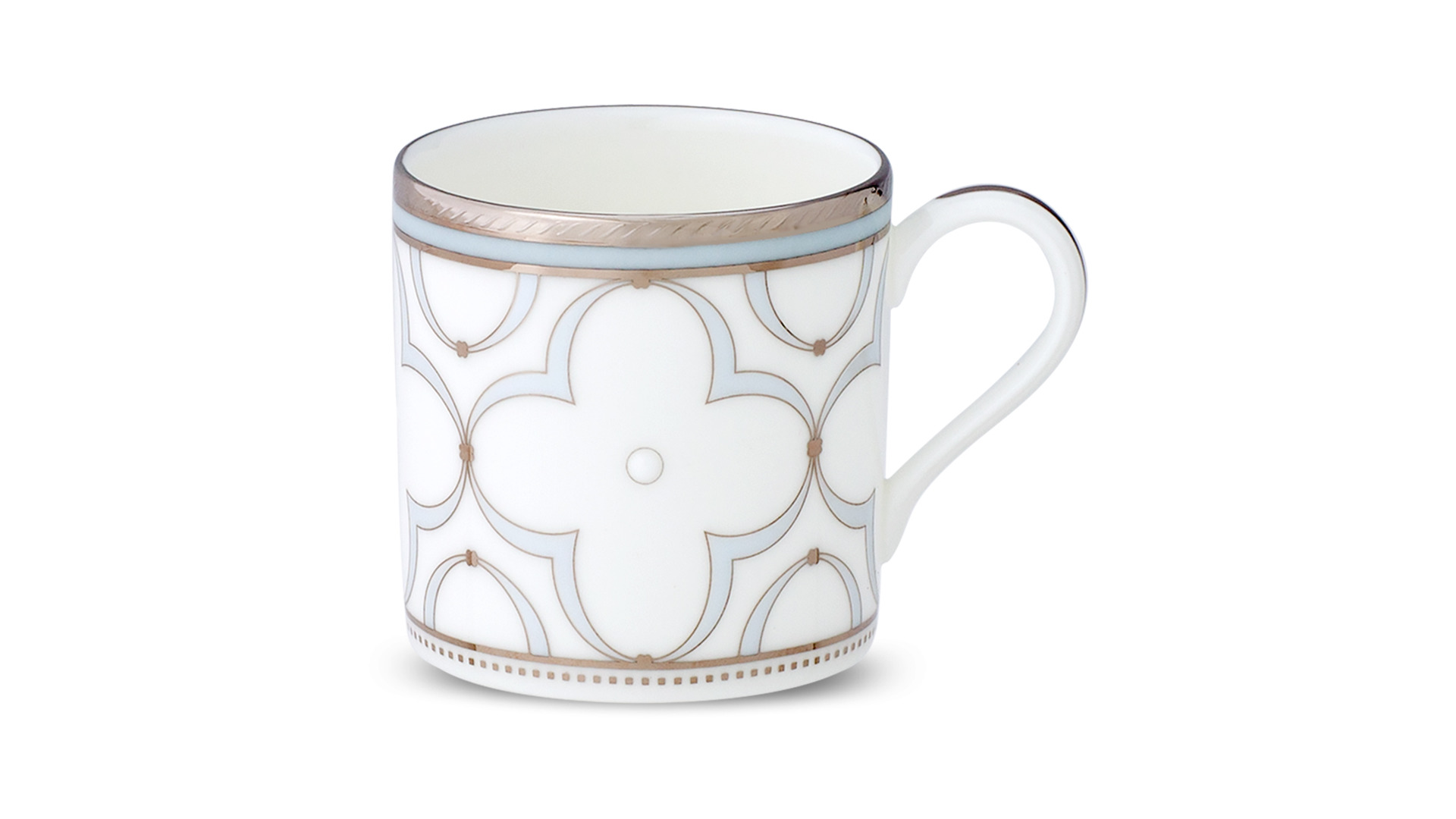 10672923 Noritake Чашка кофейная с блюдцем Noritake Трефолио, платиновый кант 90мл, фарфор Фарфор костяной  - Вид №1