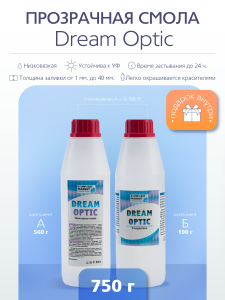 90352910 Прозрачная эпоксидная смола Dream Optic 750 гр модифицированная STLM-0197084 Santreyd
