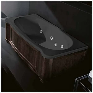 Ванна Gruppo treesse New Classic Young STD-V6747-SX-WV-C чёрная с гидромассажем прямоугольная левая деревянная панель венге