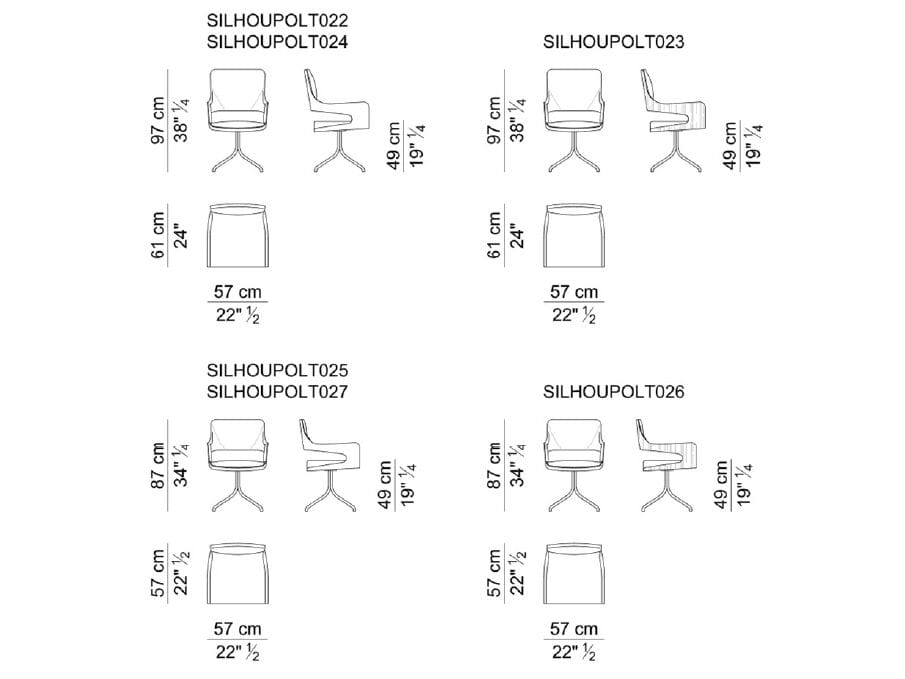 Кожаный стул с подлокотниками i 4 Mariani силуэт ARCH-00090835 - Вид №9