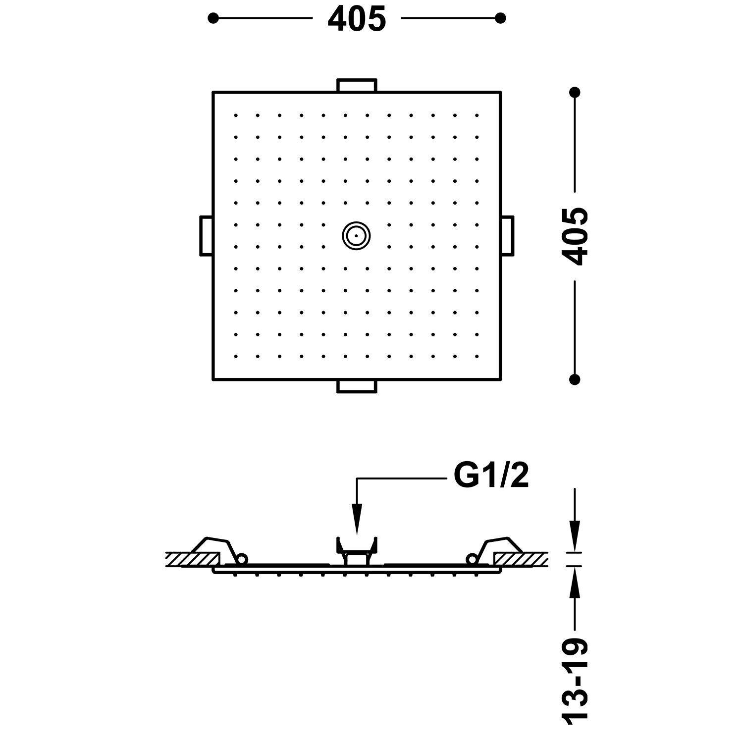 Скрытая потолочная насадка для душа-13495102AC TRES Showers - Вид №1