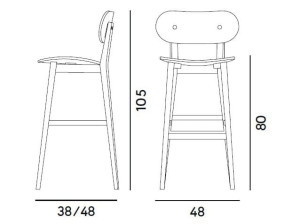 Высокий стул из бука со спинкой