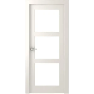 Дверь межкомнатная Британия остекленная эмаль цвет жемчужный 70x200 см (с замком)