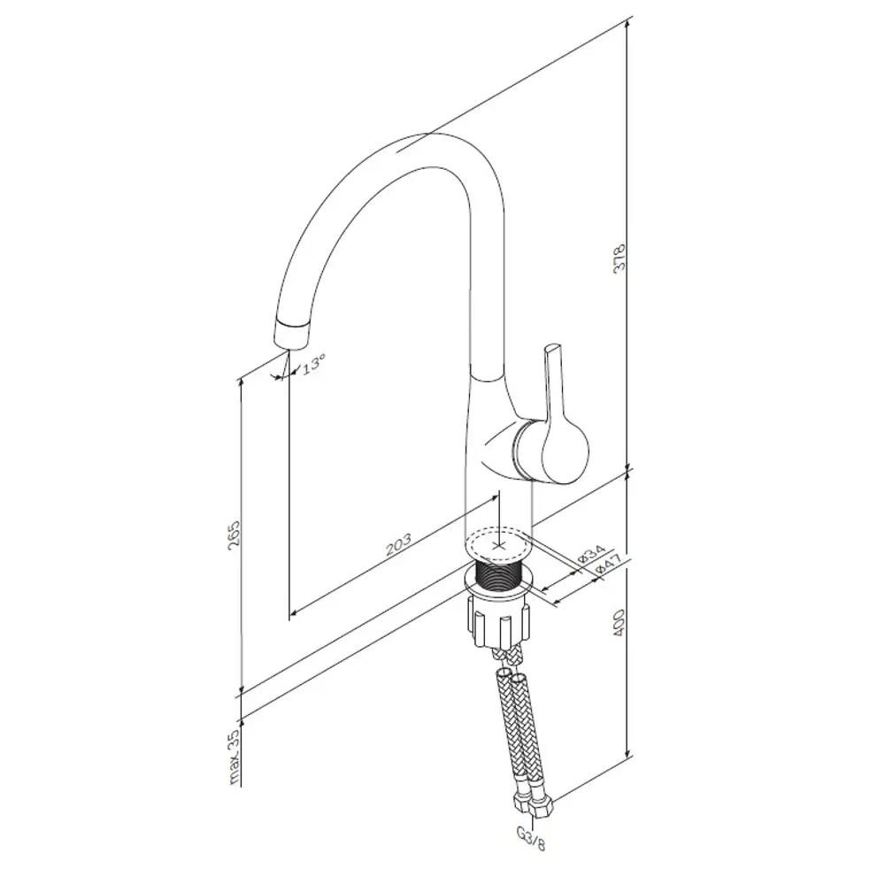 AM.PM Spike — стильный кухонный смеситель черного цвета 84177506 STLM-0046886 - Вид №13