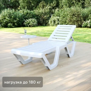 Шезлонг Атлант 186x63x32 см пластик белый 84023959 STLM-2089380