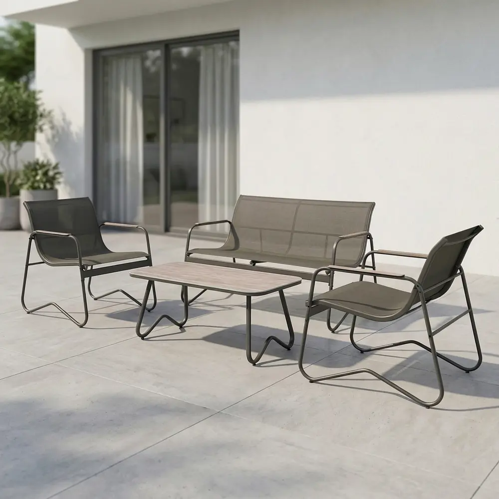 Набор садовой мебели для отдыха BEGINIA Tomari Сталь Стол, диван, кресло 2 шт Белый STLM-2095006 - Вид №23