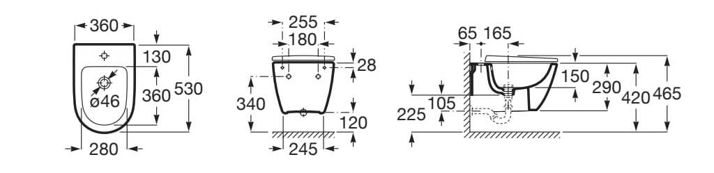 Керамическое подвесное биде Roca Ona ARCH-00088620 - Вид №7