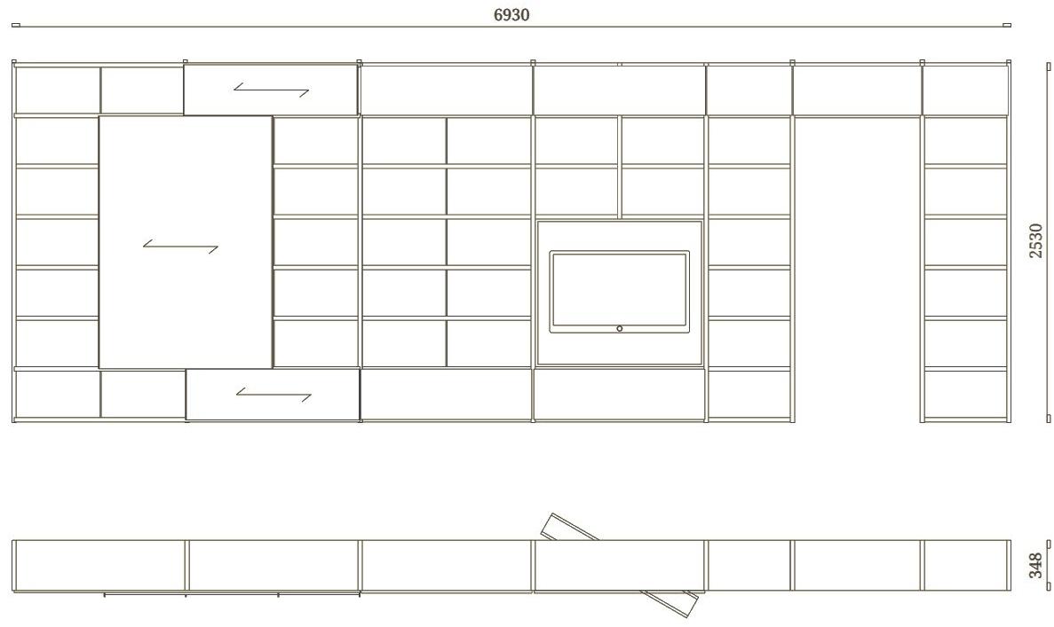Febal Casa Книжный шкаф-разделитель из дерева и стекла с подставкой под телевизор sun-id-1451269 - Вид №5