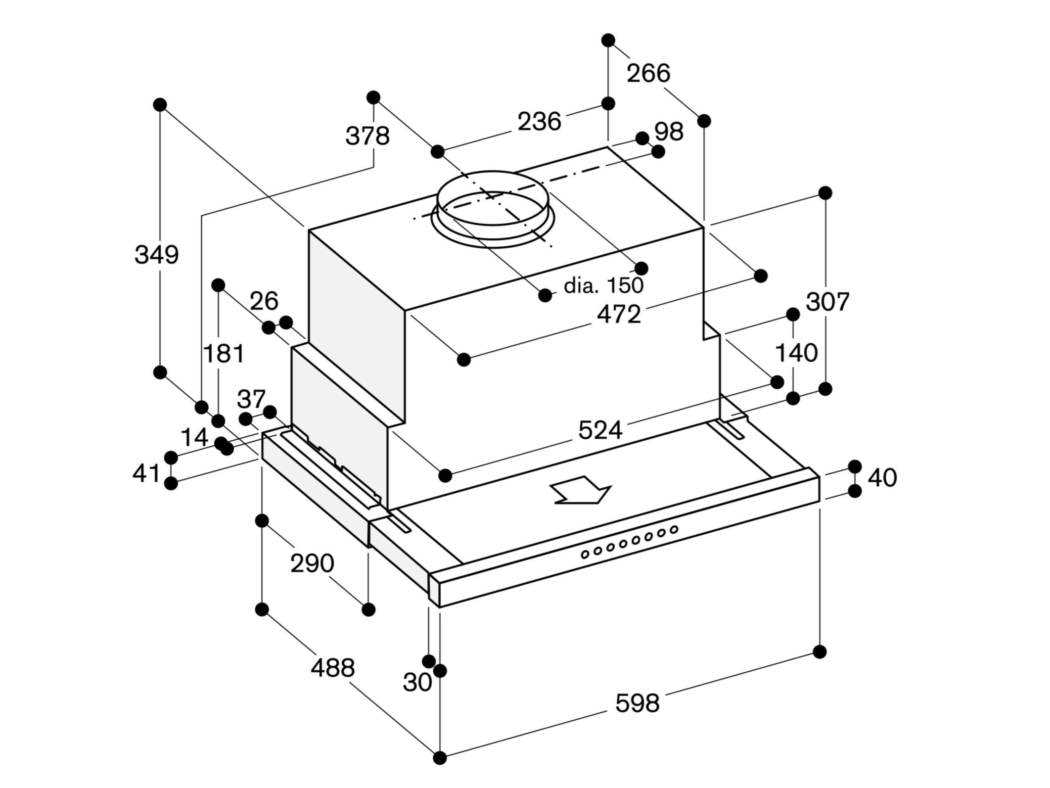 Съемный всасывающий центр из нержавеющей стали GAGGENAU серия 200 ARCH-00148368 - Вид №2