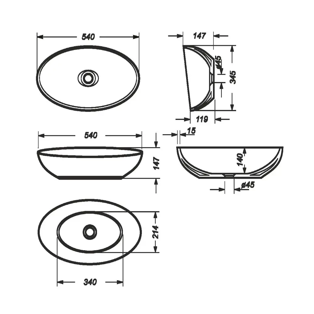 SANITA LUXE Ringo Slim — элегантная накладная раковина из черного фарфора 82349057 STLM-0025115 - Вид №5