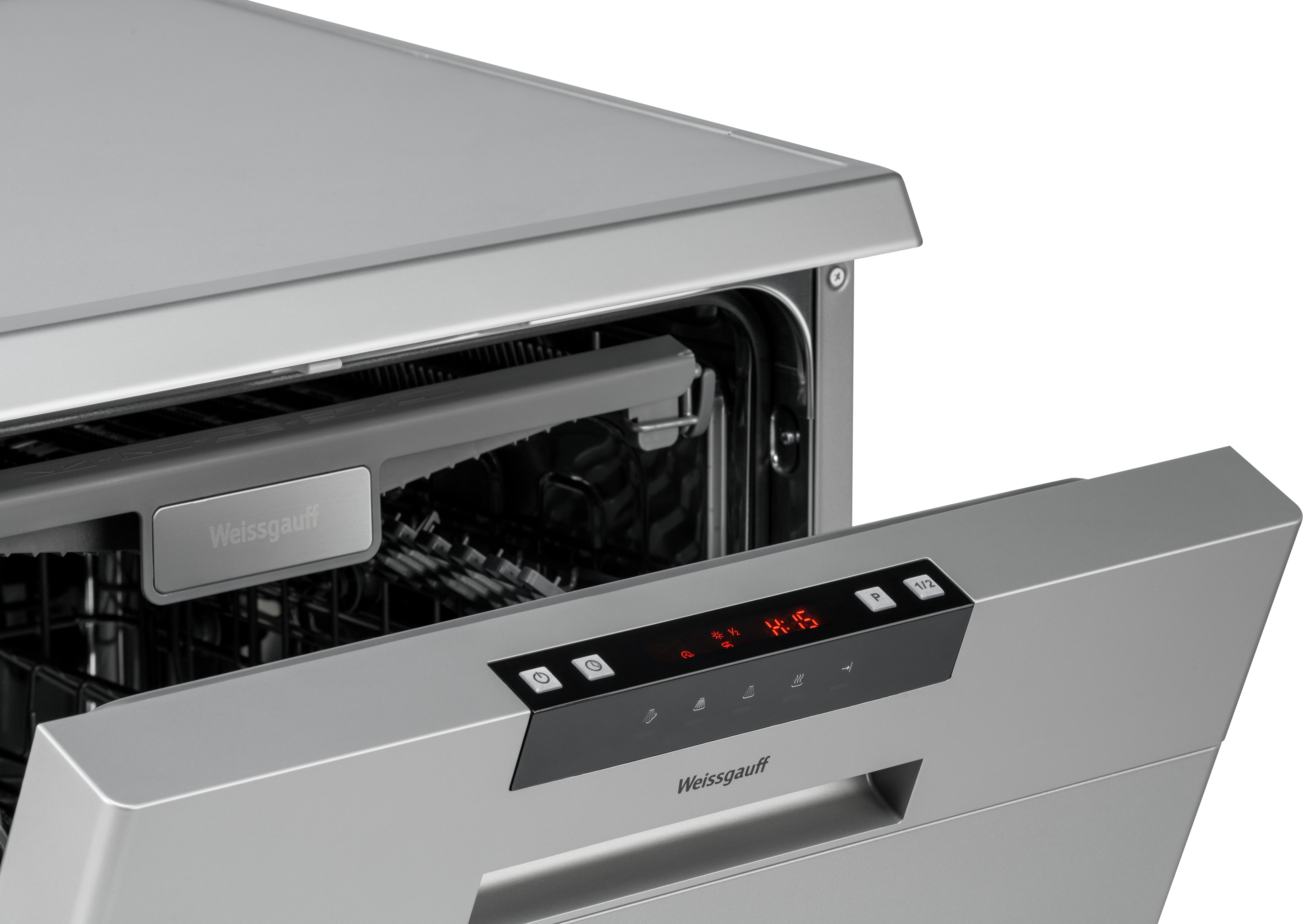 DW 6015 Полноразмерная отдельностоящая посудомоечная машина, 60см, 12 комплектов, 5 программ, 1/2 загрузка, аквастоп, белая Weissgauff Santreyd  - Вид №5