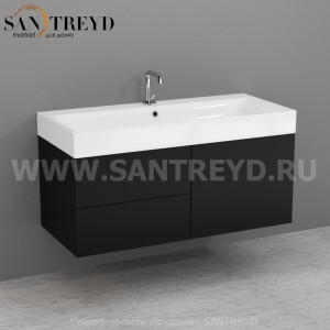 915531 Мебель подвесная с 2 маленькими ящиками и 1 большим для умывальника 100*45, арт.3550., цвет Черный Kerasan Cento Италия
