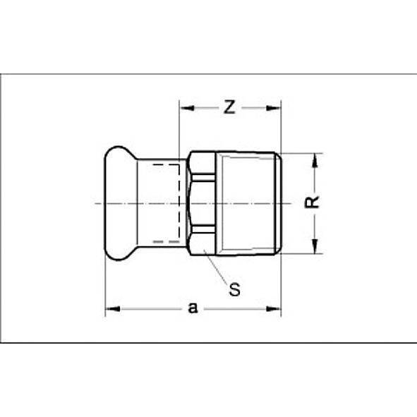 1112431534 SANHA 11243G пресс-фитинг газ, бронза, ниппель переходной ВПр-НР 15x3/4 мм  - Вид №1