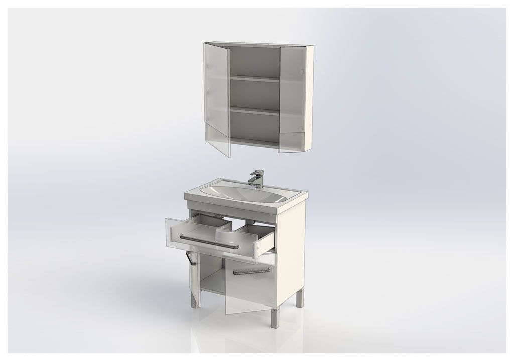 Мебель для ванной Aquanet Сиена 70 белый (напольный 1 ящик 2 дверцы) 00196500 - Вид №4
