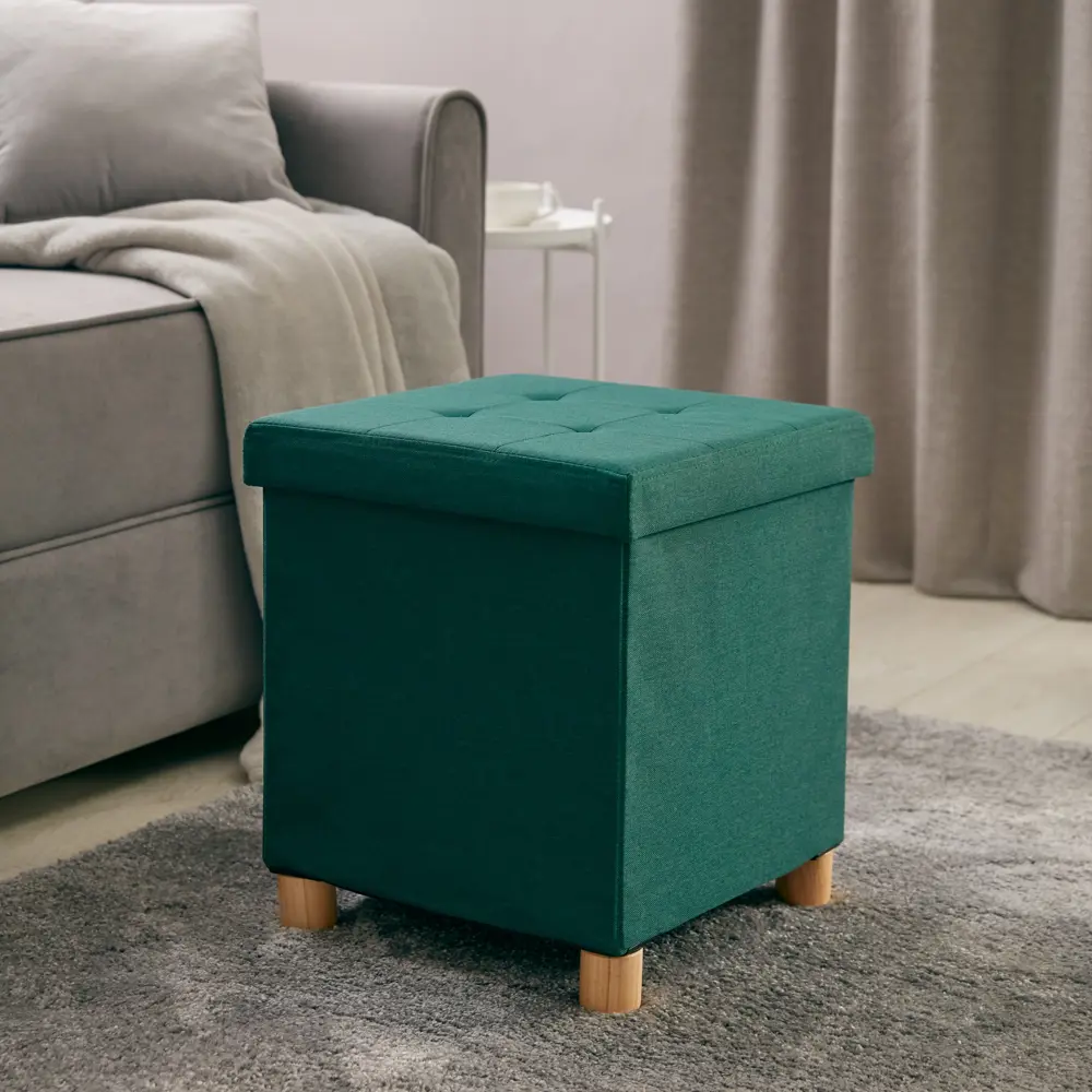 Пуф-столик складной 38x38x43 см цвет зеленый DREAM RIVER STLM-2185770 - Вид №4