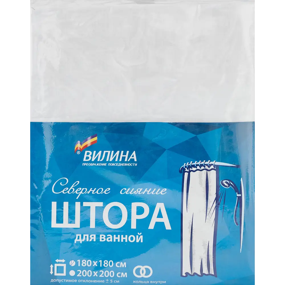 Штора для ванны Вилина Северное сияние с кольцами 180x180 см ЭВА цвет белый 86753157 STLM-2062218 - Вид №4