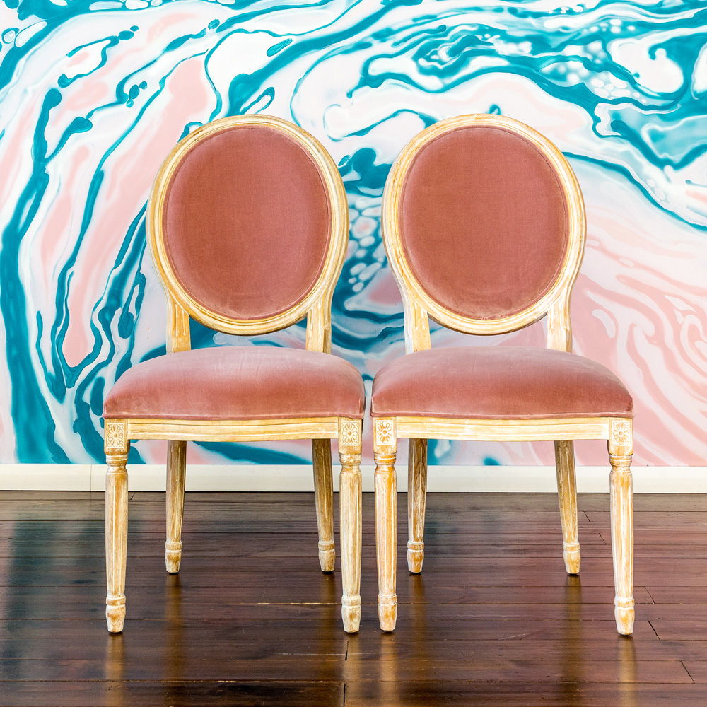 3113001 Стул «Луи / Пудровый розовый» (бархат, белый жемчуг) Object Desire  - Вид №5