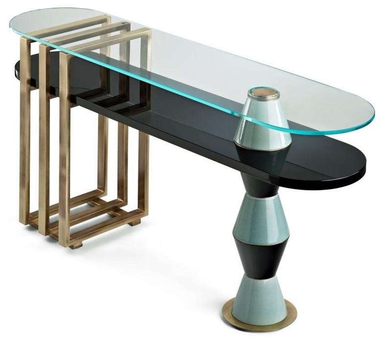 MARIONI Овальная лакированная деревянная консоль Palm 02965 - Вид №2