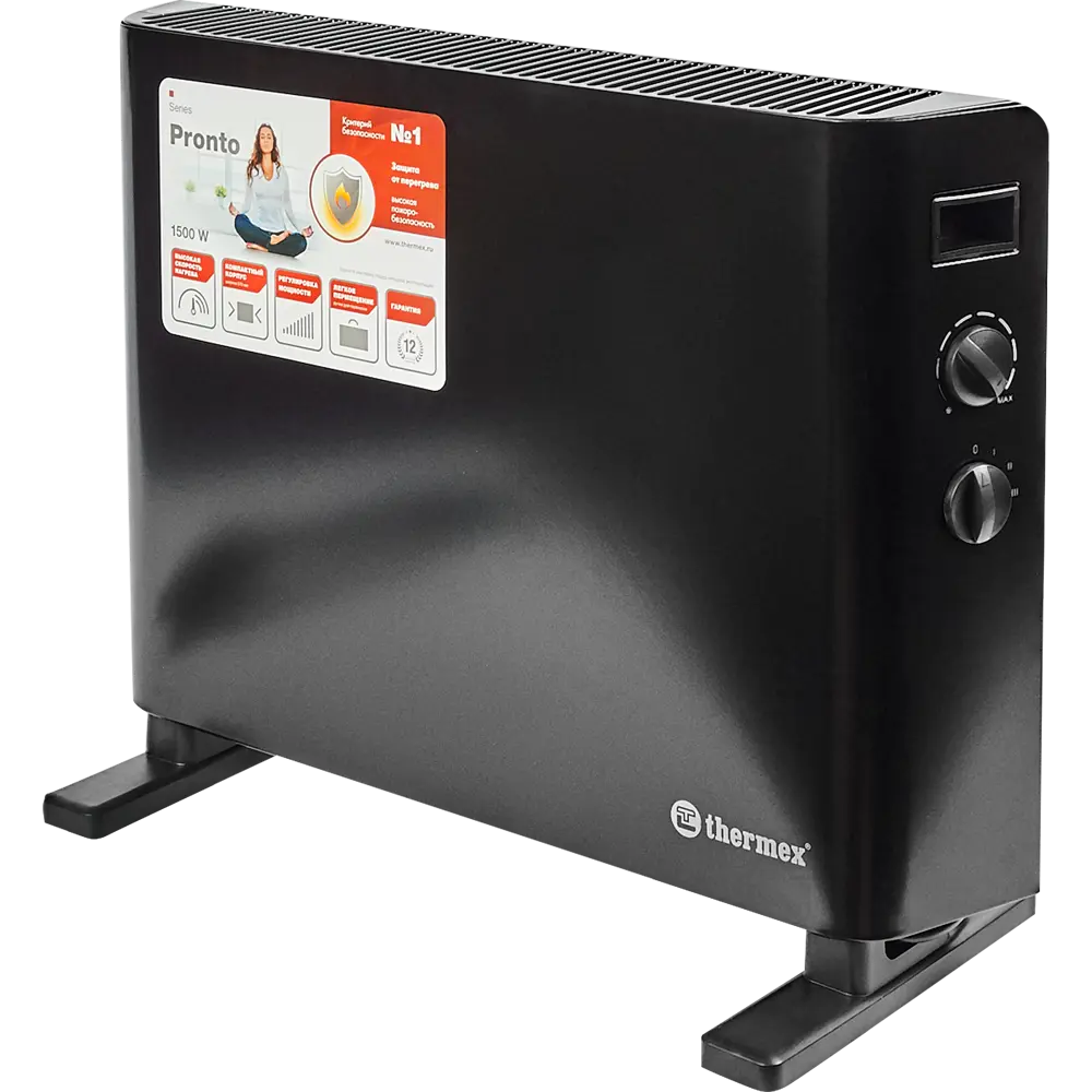 Конвектор электрический Thermex Pronto 1500M Black с механическим термостатом 1500 Вт цвет черный 82745695 STLM-2001707 