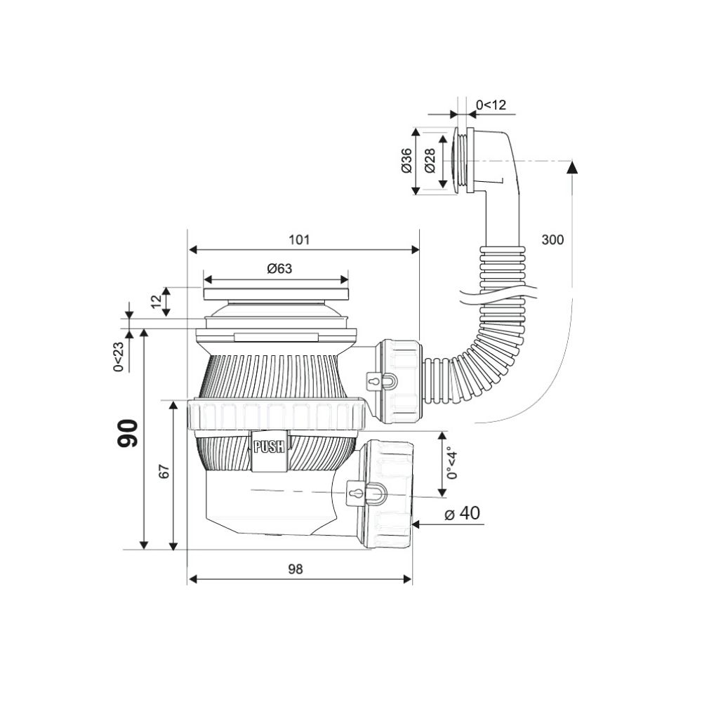 Сифон Nano Клик-Клак выход 40 мм c переливом (30987055) 30987055 Santreyd  - Вид №1