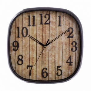 Часы настенные квадратные черно-коричневые Nea Estia TO4ROOMS NEA ESTIA 00-3894303 Коричневый;черный