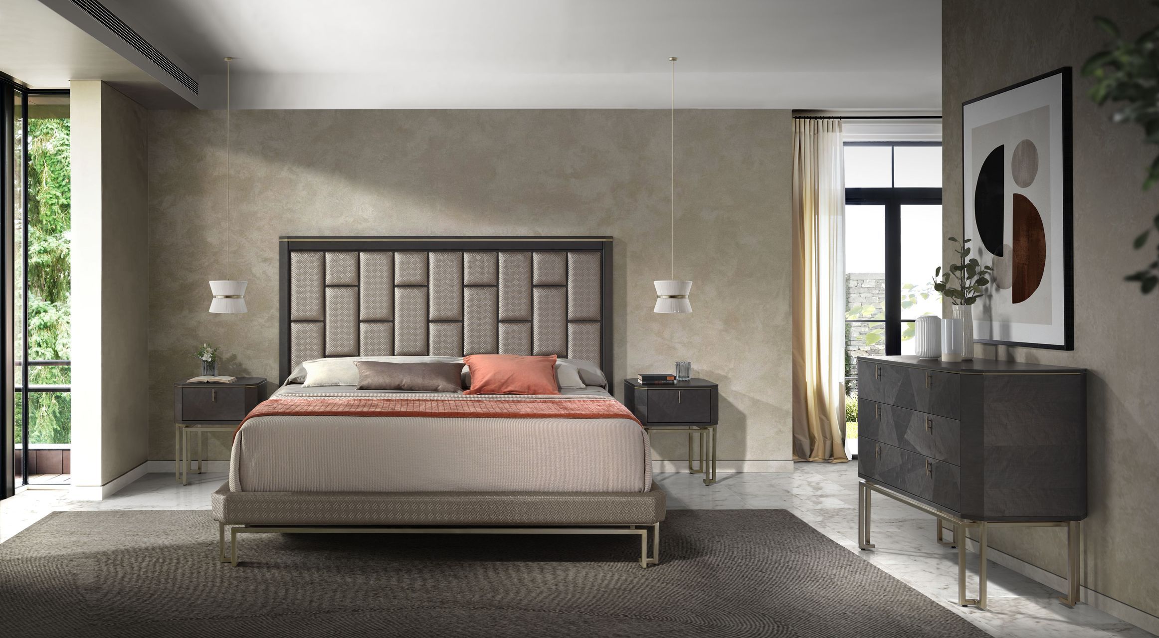 Двуспальная кровать из ткани с высоким изголовьем Hurtado Evolution ARCH-00034095 - Вид №11