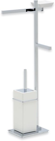 U21D(08-BI) Stil Haus Urania, стойка: доз. + полотенцедер. + бумагодер. + ёрш керам., цвет хром - бел. керамика