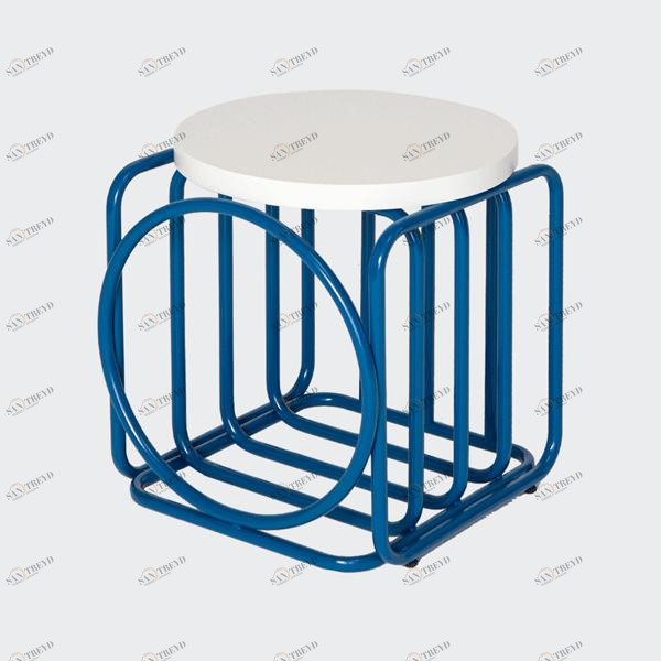 Журнальный столик белый с синим круглый Bauhaus by Varya Schuka WOODI  00-3966173 Белый;синий 