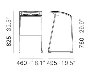 Стальной табурет с подставкой для ног Pedrali Arod ARCH-00015566 - Вид №2