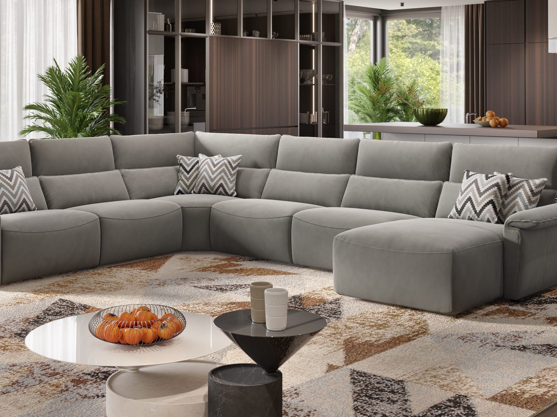 Угловой диван из ткани с полуостровом Sofanella Merida ARCH-00052899 - Вид №1