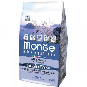ПР0031317 Корм для собак Grain free беззерновой для всех пород анчоусы, картофель, горох сух. 2,5кг Monge
