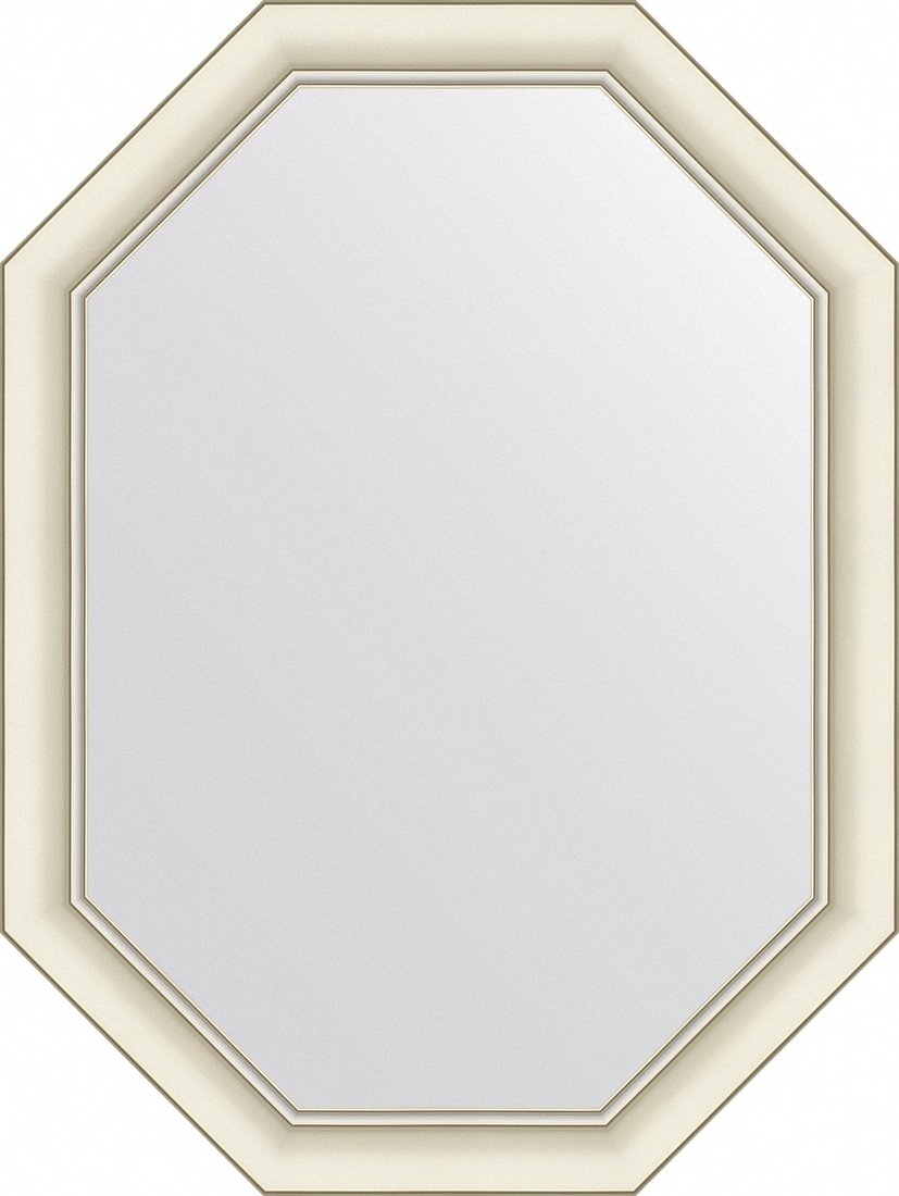 BY 7435 Зеркало в багетной раме - белый с серебром 60 mm EVOFORM Octagon