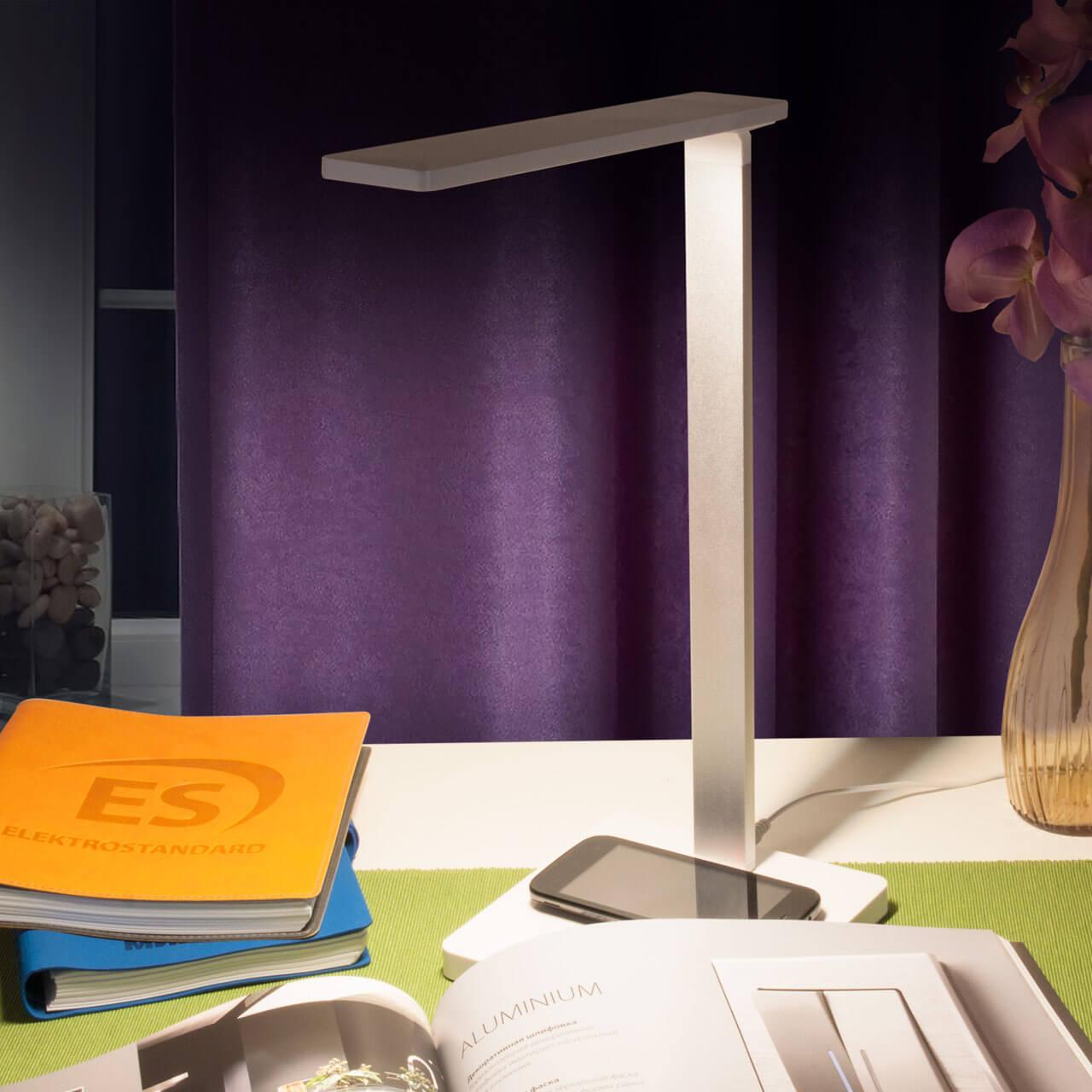 Лампа настольная белая с серебристым Elektrostandard Lori 4690389112218 ELEKTROSTANDARD LORI 00-3908233 Белый;серебро  - Вид №2