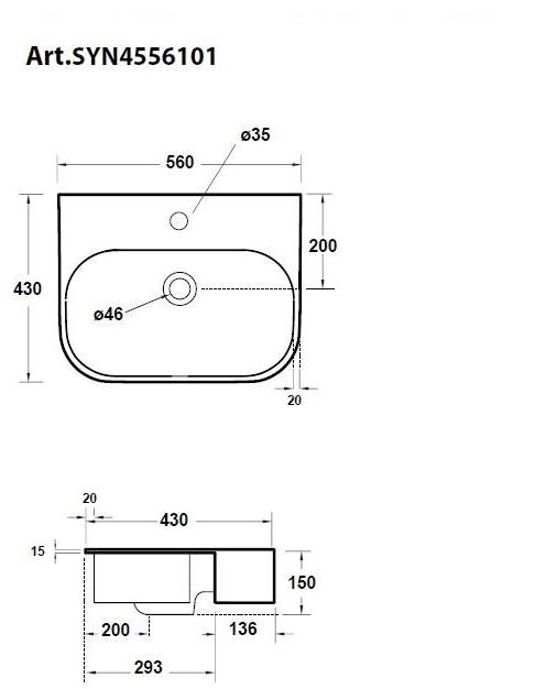 Syn4556101 / syn4554101 Накладная раковина консольная овальная Olympia Ceramica Synthesis eco - Вид №4