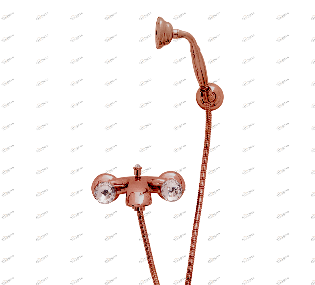 Gentry Home Смеситель для умывальника на три отверстия с выдвижным краном Crystal Медь GH102411