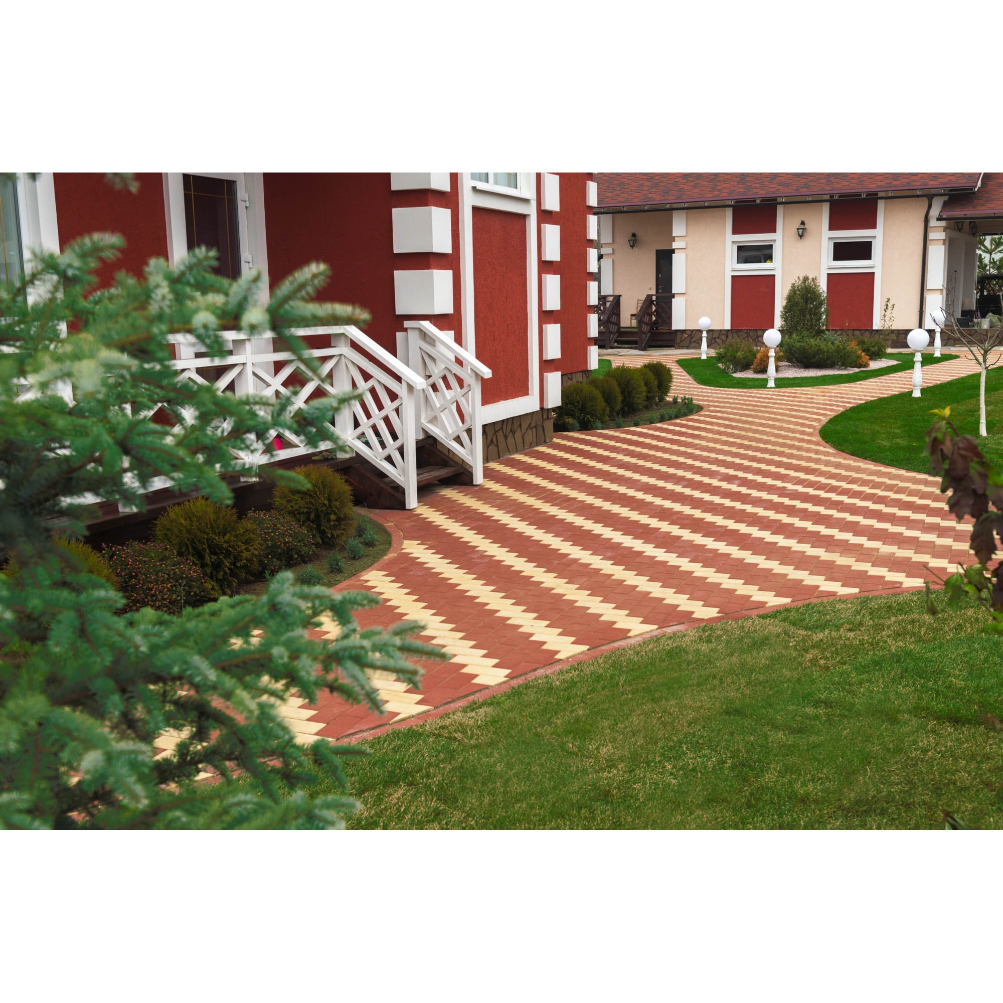 82001780 Бордюр тротуарный двухслойный Braer 1000х200х80 мм цвет красный Santreyd  - Вид №2