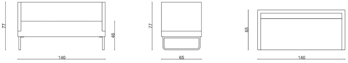 Ferrante Основание дивана из 2-местной ткани Silence sun-id-1384005 - Вид №3