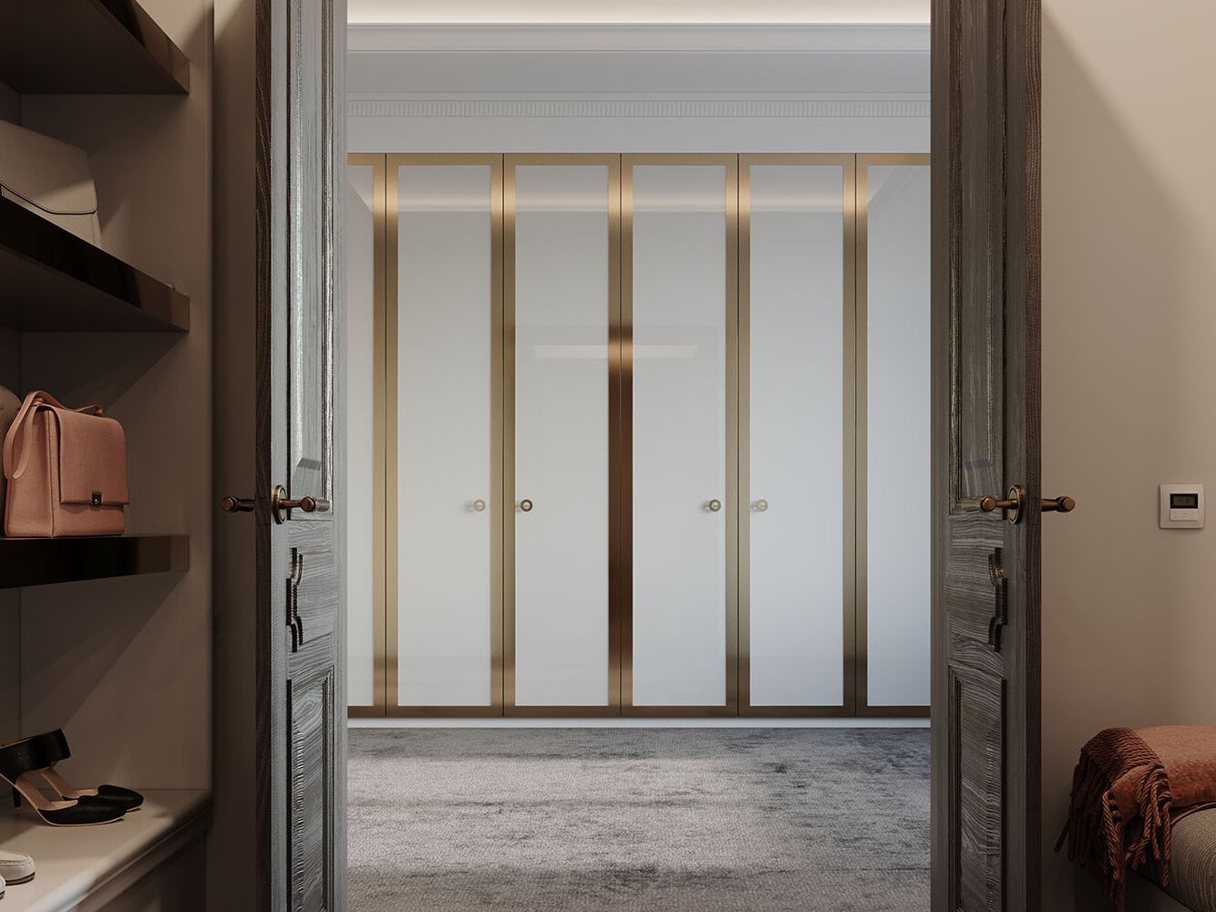 Деревянная секционная гардеробная с интегрированным освещением на заказ EUPHORIA FIX ARCH-00094056 - Вид №1