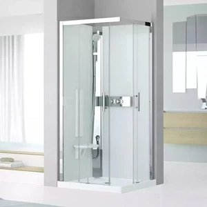 Душевая кабина термостатическая 90x90 GLAX 3 A90 STANDARD Novellini GLAX 3 с высоким душевым поддоном и серебристым профилем