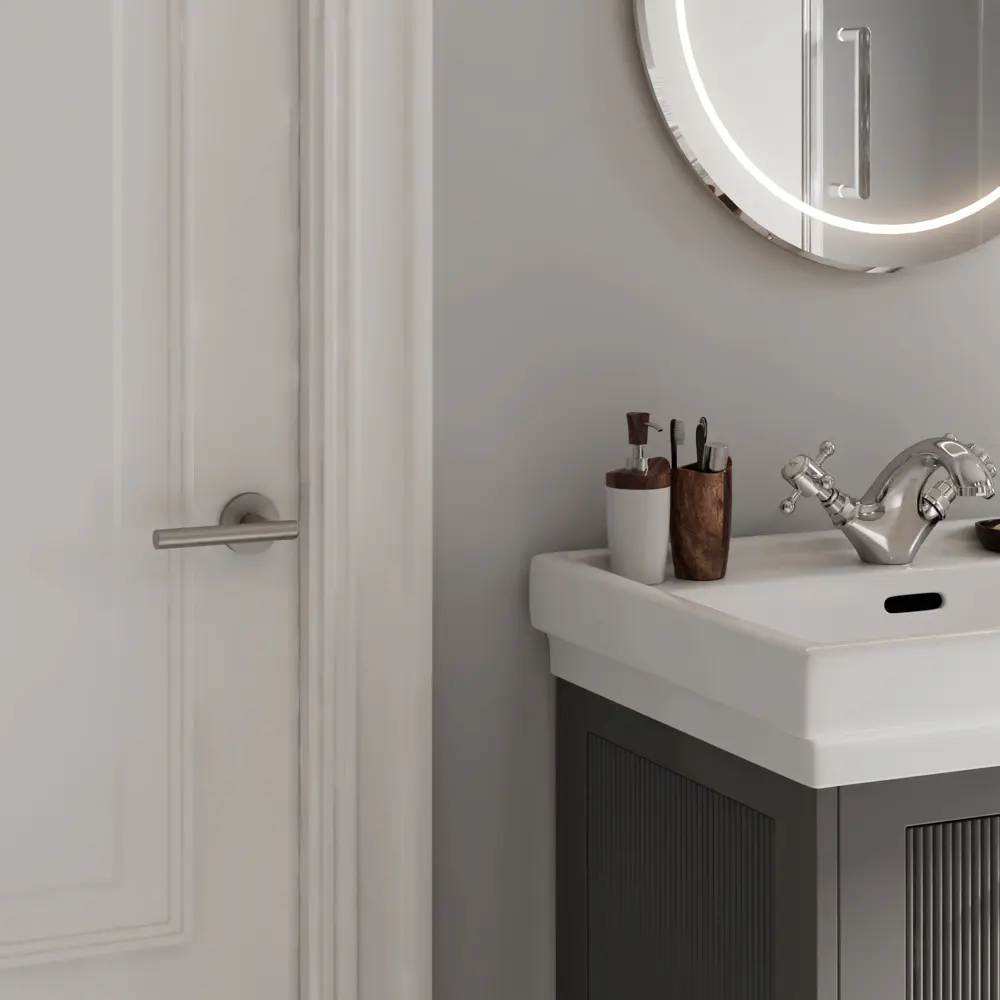 Дверная ручка на розетке KREAFORTA Усожа без запирания цвет никель STLM-2123146 - Вид №4