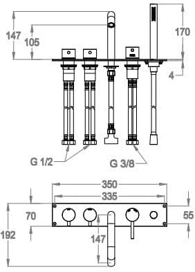 Fir Italia Комплект для ванны с ручным душем с тарелкой Cleosteel 48 4831404 - Вид №3