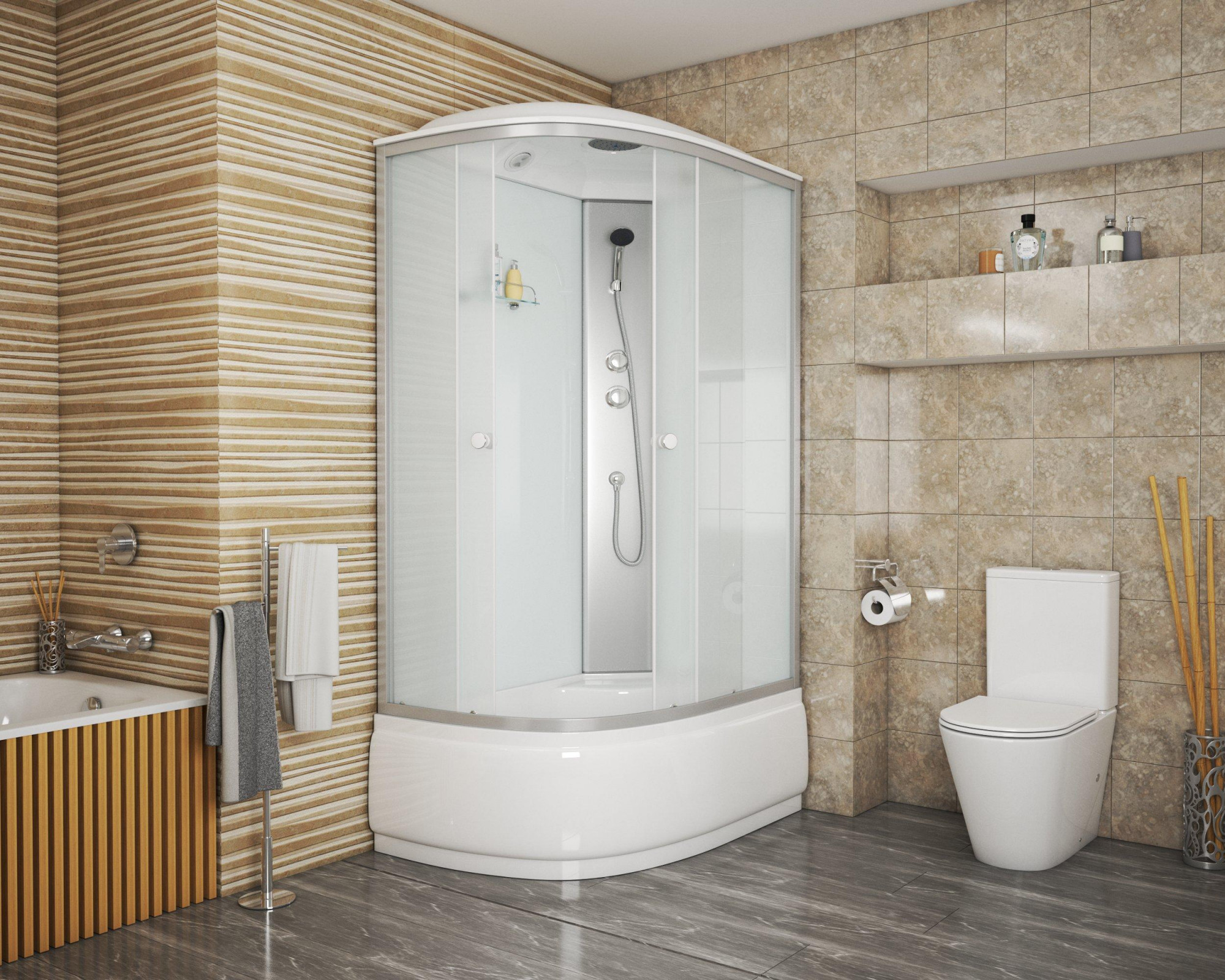 Душевая кабина NG- 7310-14R (1200х800х2150) высокий поддон(40см) стекло МАТОВОЕ Niagara ECO 7310R