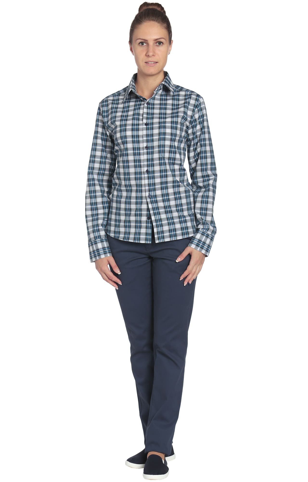 67803 Рубашка в клетку plaid blue (шотландка синяя) HIPSTER  Толстовки, рубашки, футболки, тенниски  размер 40 (80)  - Вид №1