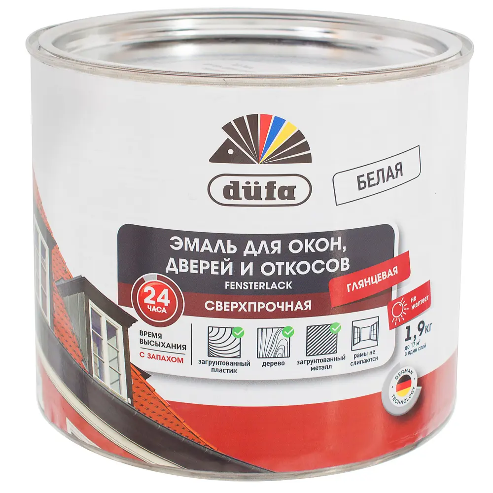 Эмаль Dufa для окон и дверей - глянцевая белая 1,9 кг 18511335 STLM-0011046 - Вид №1