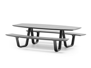 Прямоугольный стол для пикника со встроенными скамейками