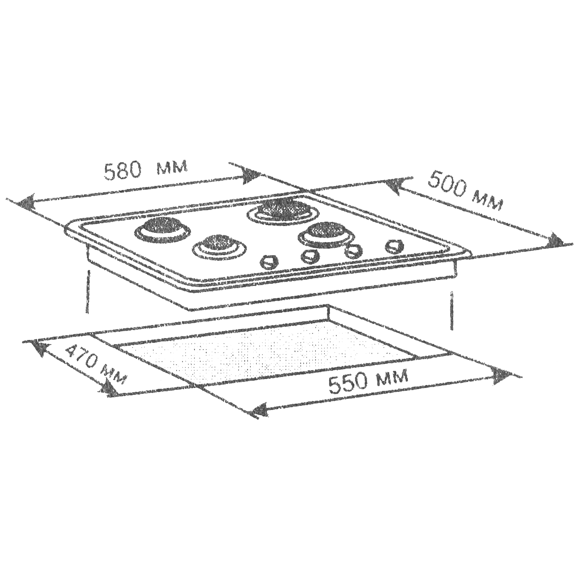 8147668 Газовая варочная поверхность De Luxe 5840.00гмв-058чр STDN-0072027 - Вид №6