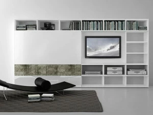 Presotto Модульная лакированная стенка для хранения с подставкой под телевизор Pari&dispari scorrevole