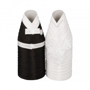 2724751 Украшение для шампанского "Жених и невеста" чёрно-белое