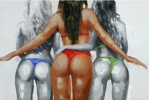 Картина на холсте 90х120 см "Трио на пляже" EVENHOME КАРТИНЫ МАСЛОМ 129750 Бежевый;красный;синий;разноцветный